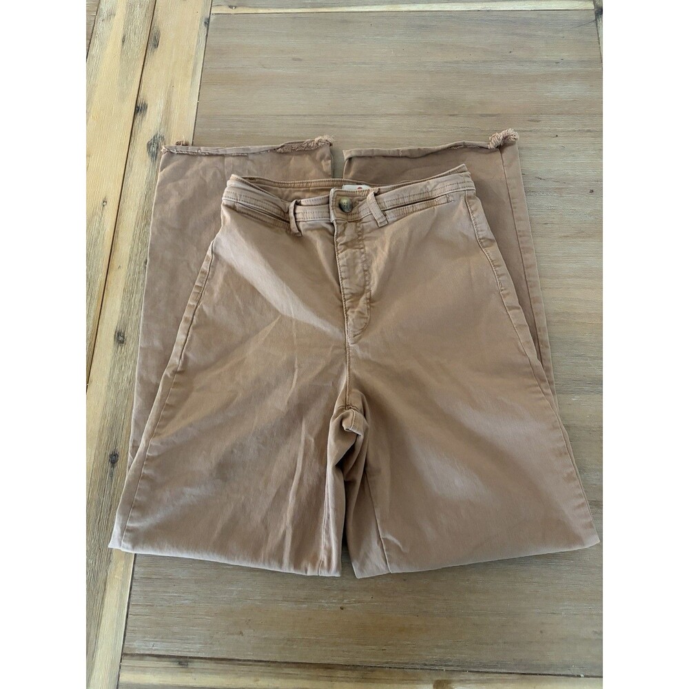 Marine Layer Pants Women Size 6 Camel Brown Bridget Wide Leg Crop Twill Dress
